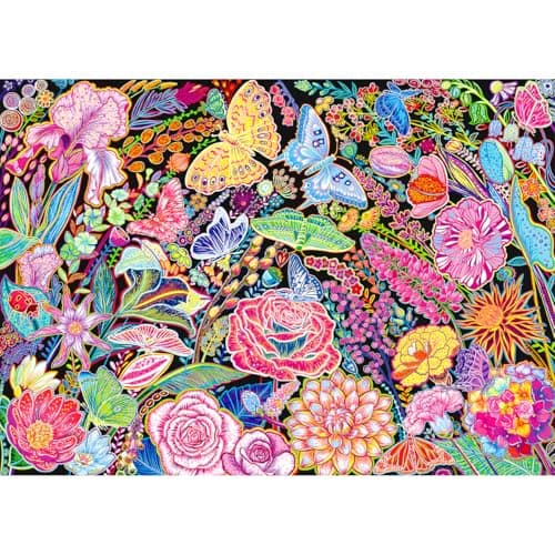 Image of HUADADA Jigsaw Puzzles for Adults 1000 Pieces Family Interactive Games 1000 Piece Jigsaw Puzzles for Adults-Flowers and Butterflies