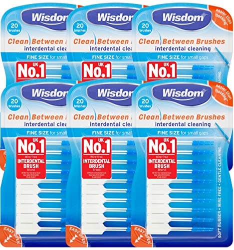 Image of 6x Wisdom Clean Between Interdental Brushes - Pack of 20 – Size Fine Blue (Tot. 120 pcs)