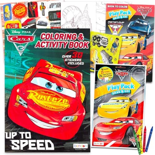 Image of Disney Cars Coloring Book Set (2 Books Featuring Lightning McQueen - 96 Pages, Int. Ed.)