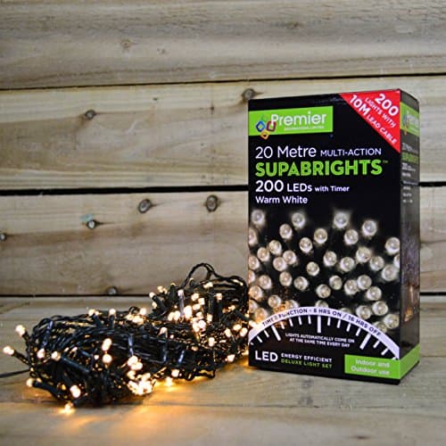 Image of 200 LED (16m) Premier Supabright LED Christmas Lights with Timer - Warm White