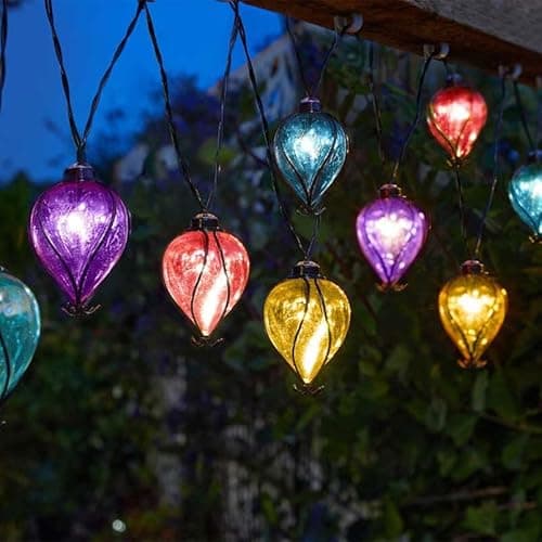 Image of Pflanzen-Kölle 10 Bright Rainbow Balloon Solar Powered String Lights Warm White LED Garden Lighting