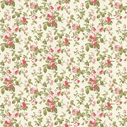 Image of Pack of 5 Dolls House Miniature Dark Pink And Red Vintage Trailing Rose Wallpaper