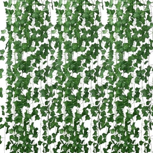 Image of Apexrizon Fake Ivy 16 Pack 112FT Artificial Plants Indoor Outdoor Fake Plants Green Leaves Hanging Plant Fake Vines for Wedding Party Garden Bedroom Wall Decoration