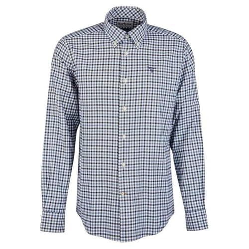 Image of Barbour Finkle Tailored Gingham Shirt Navy Small, Blue
