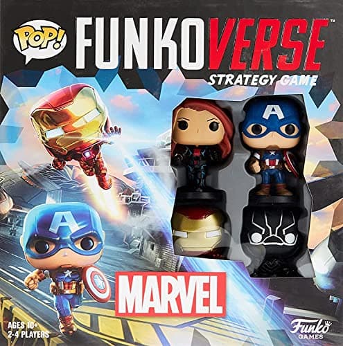 Image of Funko Games Funkoverse Marvel 100 4Pack - Thanos - Captain America, Black Widow, Iron Man And Black Panther - 3'' (7.6 Cm) POP! - Light Strategy Board Game For Children & Adults (Ages 10+) - Gift Idea