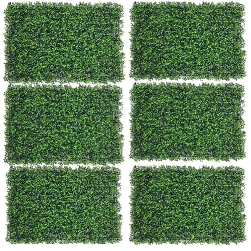 Image of Warmiehomy 6pcs Artificial Plant Wall Panels, 40 x 60cm Green Grass Hedges Panels Indoor/Outdoor Living Plant Privacy Wall Fence Screening for Home Wedding Garden Office Cafe Shop Salon Decoration