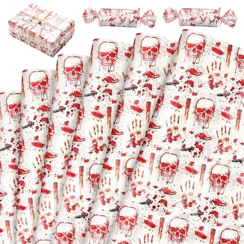 Image of 50 Sheets Skull Gothic Tissue Paper for Present Wrapping Skull Rose Butterfly Spider Printed Paper Supplies for Present Bags for Halloween Party DIY Craft 20 × 14 Inches