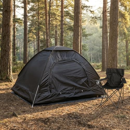 Image of OHS Tent Black, 2 Man Tent Waterproof Easy Setup Lightweight Camping Tent Windproof Outdoor Pop Up Dome Tents Suitable for Traveling Beach Camping Hiking Mountaineering