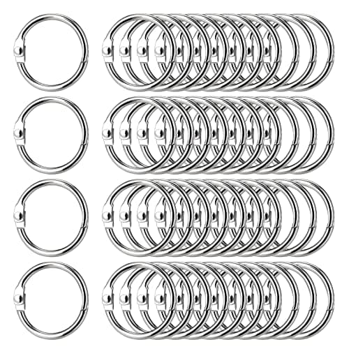 Image of Hongtellor Binder Rings, 40Pcs 30mm/1.2 inch Nickel Plated, Loose Leaf, Index Card, Small Book Rings for Flash Cards, Office, School, Home, Papers, Keychains