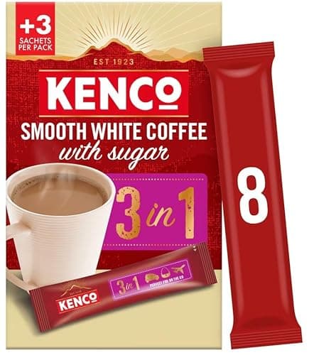 Image of Instant Coffee 8 Sachets Pack Range - Just Add Hot Water | Café Style Coffee at Home (3 in 1 Smooth White Instant Coffee Sachets 8 X 12.6g)