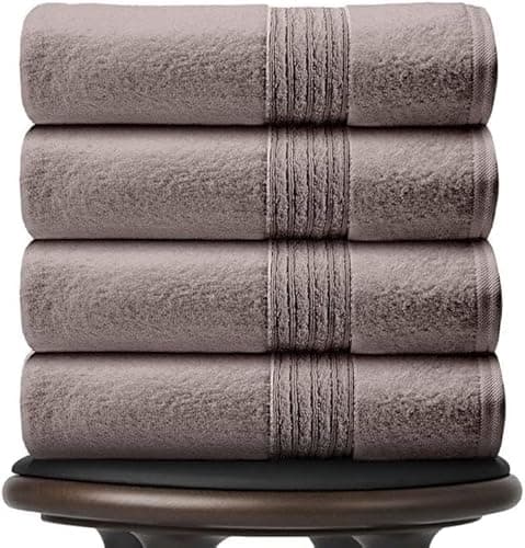 Image of New Hampton Pack of 4 Bath Towel Set, 100% Ringspun Cotton, Extra Absorbent 450 GSM Luxury Bath Sheets, Silver/Grey, 4PK
