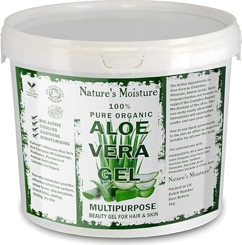 Image of Nature's Moisture Aloe Vera Gel Cruelty Free and Vegan - Cooling, Soothing, Refreshing and Moisturising for All Types Skin & Hair 1Kg