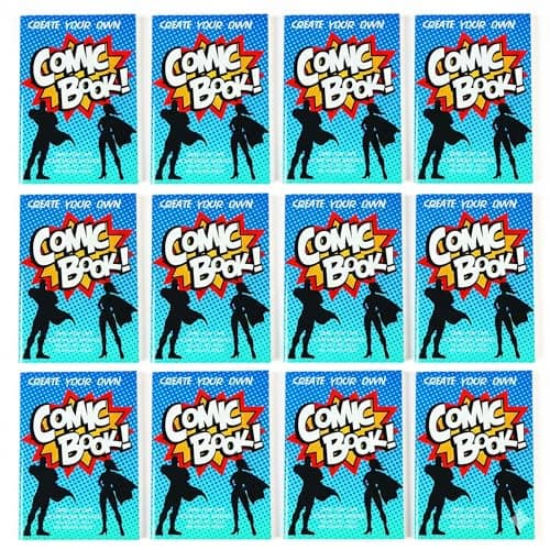 Image of Fun Express Blank Comic Book for Kids - Drawing Book Activity Pad with Pre-Printed Panels & Stencils | How to Draw Comics Kit for Boys & Girls Ages 4-12 | Creative Writing Journal & Sketchbook