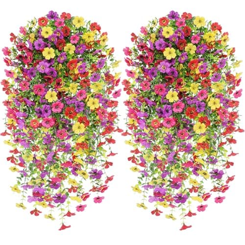 Image of Epaing 6 PCS Artificial Hanging Flowers, UV-Resistant Fake Hanging Trailing Wall Flower Baskets Realistic Plants Imitation Flowers for Home Garden Yard Patio Wedding Outdoor Indoor Decor