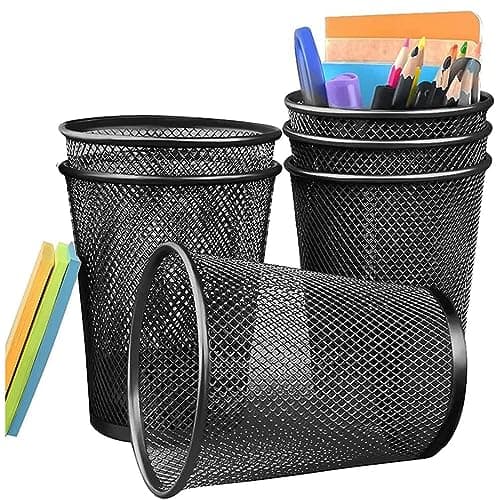 Image of Answaily Pen Holder 6 Pack, Mesh Desk Organizer Pen Pot Pencil Holders, Stationary Supplies Pencil Pots For Office, Home, Classroom