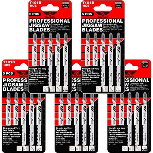 Image of 25 x TopsTools T101B 100mm Jigsaw Blades Designed for Clean Cuts in Wood