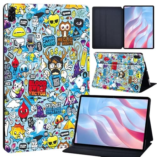 Image of Nokia T20 Tablet (2021 Release, ModelTA-1392 TA-1394 TA-1397) 10.4 inch case,Lightweight Folio Flip Wallet PU Leather Tablet Cover for Nokia T20 case (mixed cartoon style)