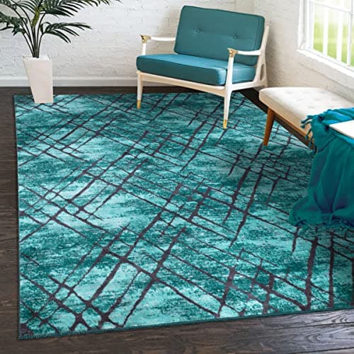Image of Super Soft Large Area Rugs Living Room Bedroom Carpet Hallway Runner Floor Mats Bright Colour Normal Pile (Turquoise, 120 x 170 cm)