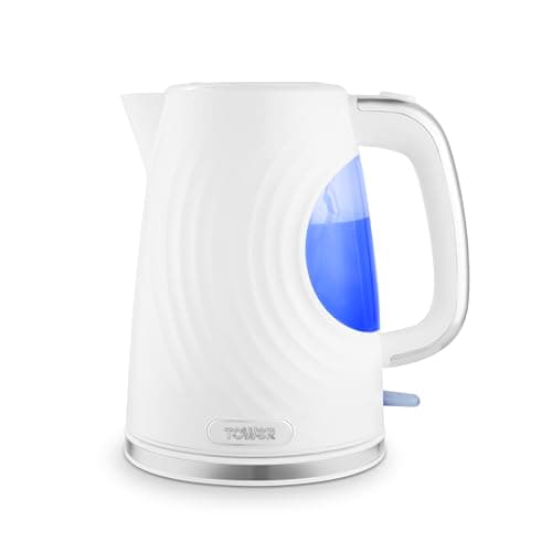 Image of Tower T10083WHT Sonar Textured Kettle with Large Viewing Window & Blue Light, 360 Degree Base, 3000W, 1.7L, White