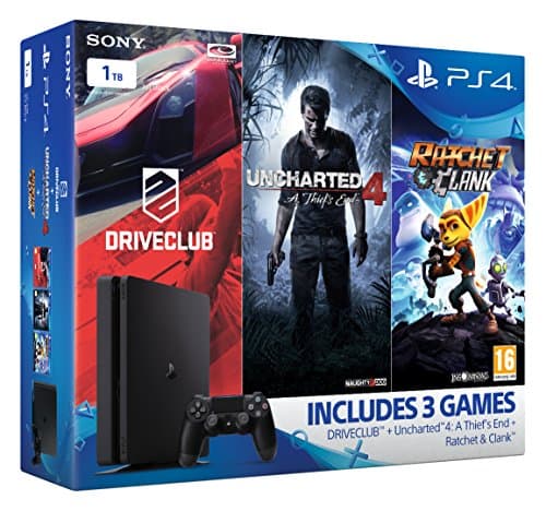 Image of Sony PlayStation 4 1TB Slim Mega Pack Bundle (Uncharted 4, Ratchet and Clank, DriveClub)