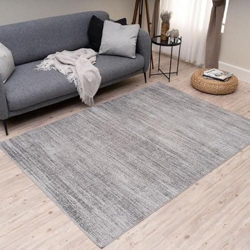 Image of THE RUGS Montana Rug - Modern & Vintage Low Pile Area Rugs Living room, Bedroom, Kitchen, Soft Low Pile, Pet-Friendly, Easy to Clean [Abstract Grey, 160x230 cm]