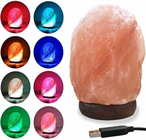 Image of Salt Lamp Natural Himalayan Crystal 7 Colors Changing Natural Salt Lamp Light Glow Hand Crafted Night Light for Lighting Pink Mini Small Lamp Home Decor Decoration Exam Gift