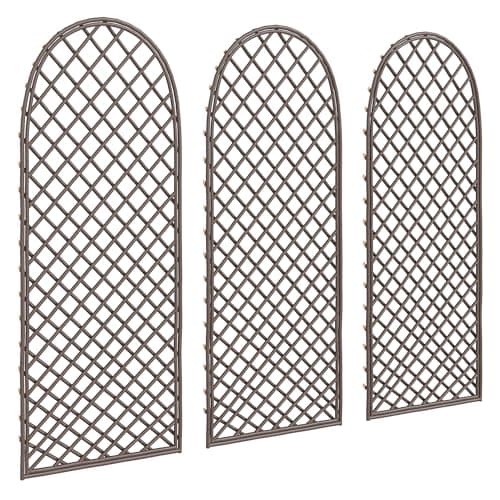 Image of Outsunny Garden Trellis, Decorative Trellis Panels for Climbing Outdoor Plants, Vegetables, Vines, Flowers, Natural Wood Finish