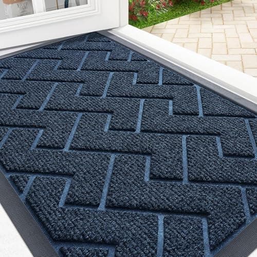 Image of smiry Door Mat, Non Slip Heavy Duty Doormat, Dirt Trapper Washable Door Matts Indoor, Easy Clean Rubber Backed Floor Mat for Entrance, 43 x 76 cm, Navy Blue