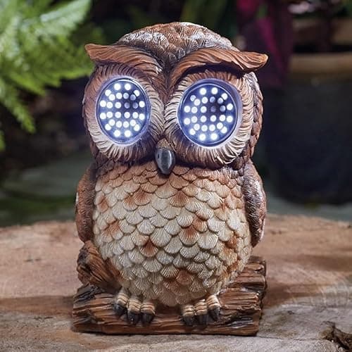 Image of Garden Mile Solar Owl Garden Ornament with Blinking LED Eyes, Waterproof Resin Owl Statue, Solar Garden Ornaments Outdoor Decoration for Patio Lawn Owl Gifts & Garden Gifts