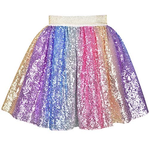 Image of Sunny Fashion Girls Skirt Rainbow Unicorn Sequin Sparkling Tutu Dancing Age 6 Years