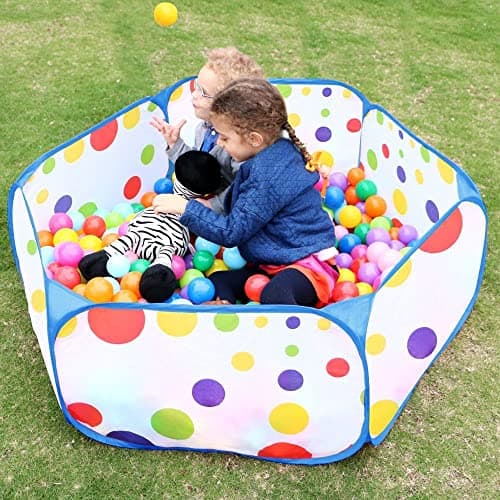 Image of EocuSun Kids Ball Pit, Large Pop Up Toddler Ball Pits Tent for Toddlers Girls Boys for Indoor Outdoor Baby Playpen w/Zipper Storage Bag Maded, Balls Not Included（Blue)