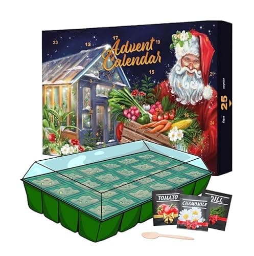 Image of Seeds Advent Calendar 2025 for Garden Gifts - 24 Days Christmas Countdown Advent Calendar with Flower, Vegetable, Herbs Seeds & Greenhouse Grow Kit Birthday Gifts.