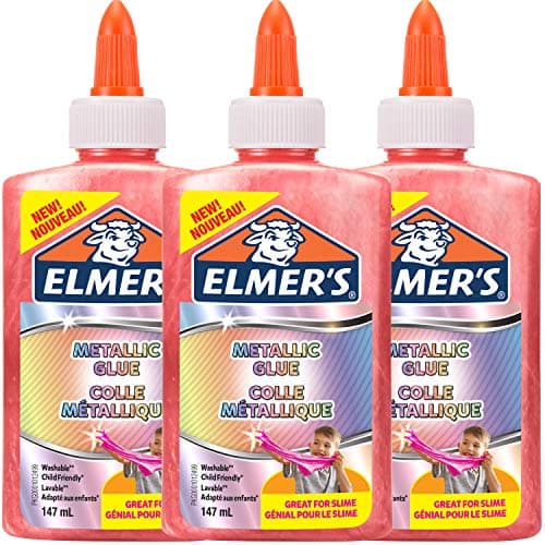 Image of Elmer's Metallic PVA Glue | Pink | 147 mL | Washable & Kid Friendly | Great for Making Slime | Washable & Kid Friendly | 1 Count