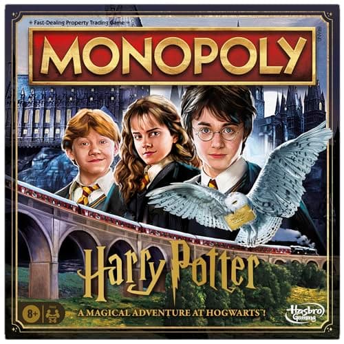 Image of Monopoly Harry Potter Edition Board Game for Kids 8+, Strategy Family Game with Hogwarts Locations, Golden Tokens, House Cards & Owl Post, 2–6 Players