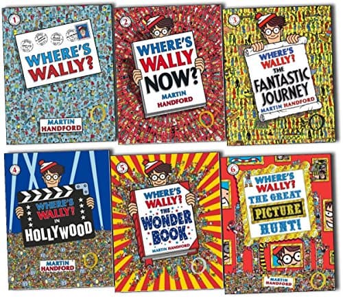 Image of Where's Wally book set collection 6 large picture books (Where's Wally? Where's Wally in Hollywood / Where's Wally Now? The Great Picture Hunt / The Fantastic Journey / The Wonder Books)