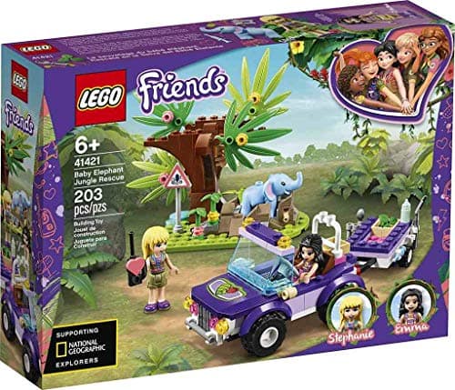 Image of LEGO Friends Baby Elephant Jungle Rescue 41421 Adventure Building Kit; Animal Rescue Playset That Comes with a Toy Truck and Trailer, Plus Friends Emma and Stephanie, New 2020 (203 Pieces)