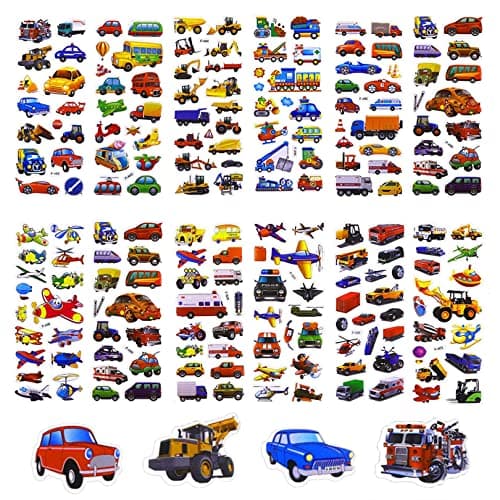 Image of 12Sheets Car Transport Digger Stickers,Car Trucks Airplane Theme Kids Stickers Teacher Reward StickersDIY Decor Decal,3D Puffy Stickersfor Kids DIY Scrapbook Craft Activities Party Bag Fillers