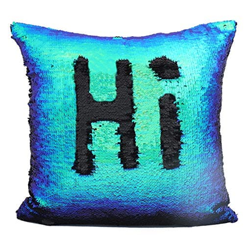 Image of JOTOM Two-color Sequins Reversible Pillow Case Cushion Covers Magical Color Changing Pillow Cover for Home Car Sofa Decorative,40x40cm (Blue Green Sequins)