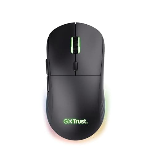 Image of Trust Gaming GXT 927 Redex+ Wireless Gaming Mouse 25K DPI Ultra Low Latency 2.4GHz, 94 Hrs Playtime, Kailh Switches, 6 Programmable Buttons, RGB Rechargeable Mouse for PC Computer Laptop - Black