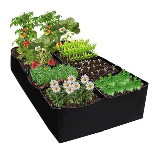 Image of Yabound Raised Beds for Garden Plant Flower Grow Bag, 8 Grids Rectangular Garden Grow Bed, Large Fabric Vegetable Planting Bag for Vegetables, Potatos, Tomatoes, Strawberry, Flowers and Fruits (1)