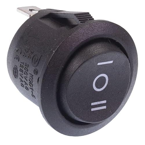 Image of Black On/Off/On Round Latching 20mm Rocker Switch SPDT 3 Position