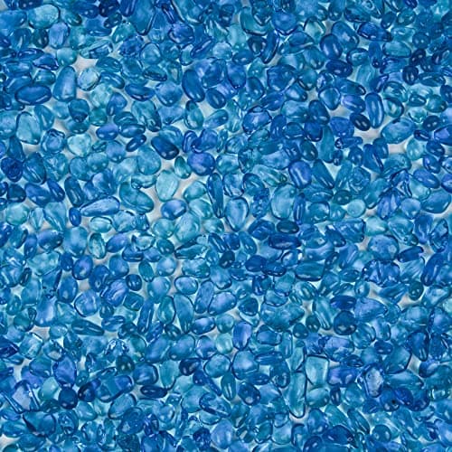Image of Hisredsun 2.1lbs Sea Blue Glass Stones, Small Fire Glass Pebbles Artificial Crystal Gemstones Decorative Stones River Pebbles for Aquarium, Flowerpot, Landscaping, Vase Fillers