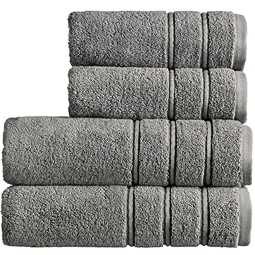 Image of Christy Antalya Large Bath Towels | Set of 4 | 100% Turkish Cotton | 600GSM | Soft Plush Luxury Towel Set | 2 Bath Towels 2 Hand Towels | Quick Dry | Storm Grey