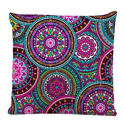 Image of Ofocam Decorative Square Throw Pillow Covers Mandala Multicolor Couch Sofa Bed Pillow Covers Cushion Cases 18x18 inch