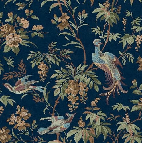 Image of Laura Ashley Attleton Midnight Seaspray Wallpaper