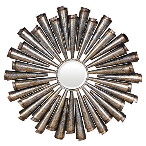 Image of Premier Housewares Tribeca Round Wall Mirror, Silver/Distressed Finish
