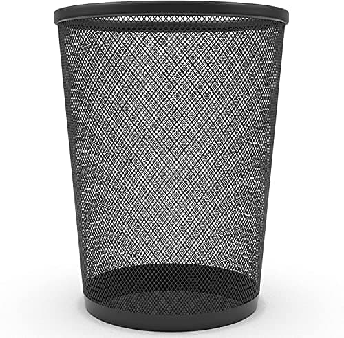 Image of Zuvo Wire Mesh Waste Bin Black Metal Wire Trash Can for Office Home Bedroom Height 10.1 inch Width 10 inch 16 Litre Black