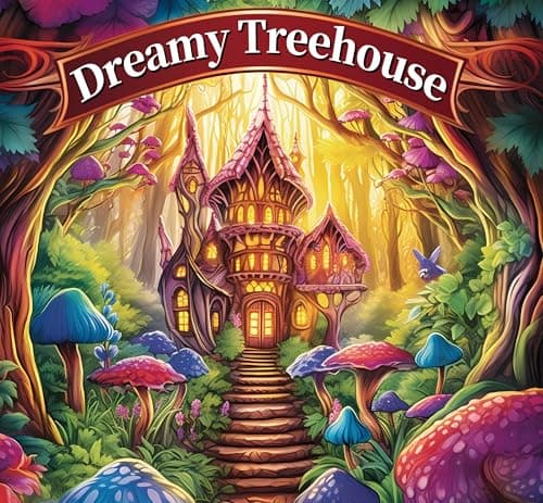 Image of Fantasy Treehouse Adult Coloring Book, 24 Original Fantasy Mushroom House Pattern Designs, Coloring Books for Adults, Spiral Bound Adult Coloring Book (Dream Mushroom Tree House)
