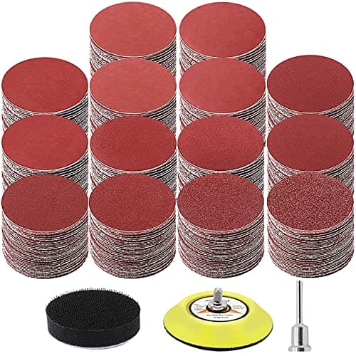 Image of WEWINK PLUS 320PCS 75mm Sanding Discs, 40-2000 Grit Hook and Loop 3 Inch Sandpaper Assortment with 1/8” Shank Backer Plate and Buffing Pad for Drill Sander Attachment, Wood, Grinder Rotary Tools