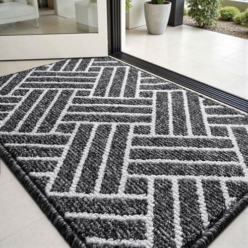 Image of Sour Lemon Door Mat 60x90cm – Washable Non Slip Doormat Indoor, Super Absorbent Dirt Trapper Rug Door Mats for Entrance, Line pattern Floor Mat For Front Back Door, Kitchen, Pets